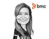 Female Caricature from Photo: Black and White Style