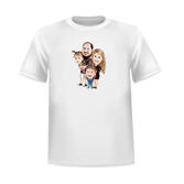Family Caricature Drawing in Color Style from Photos as T-shirt Print