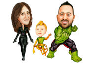 Super Family Caricature from Photos