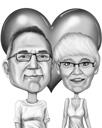 Retrato de desenho animado de casal de pais