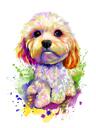 Full Body Pastel Watercolor Dog Portrait from Photos with Background