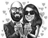 Caricatura de casal com cerveja