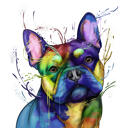 Franse Bulldog Portret Aquarel Stijl