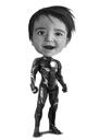 Superkangelase lapse karikatuur kogu keha ühevärvilises stiilis, kohandatud fotode järgi