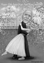Custom Couple Tango Caricature in Black and White Style from Photos