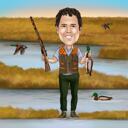 Caricatura de cazador de aves a partir de fotos