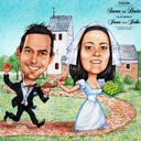 Bride and Groom Invitation Card Cartoon