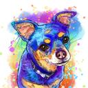 Portrait de chien aquarelle bleuâtre