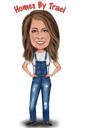 Person Cartoon Caricature in Denim Outfit Drawn from Custom Photos by Artists