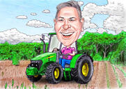 Isik Põllumajandustootja Kultivaator Karikatuur värvistiilis kohandatud kingitusena põllumehele