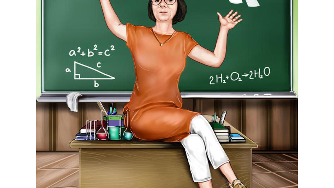 Портрет учителя математики, бросающего бумагу