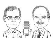 Podcast Cover Cartoon-logo getekend uit foto's in kaderstijl