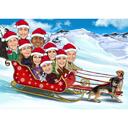 Zaměstnanci společnosti v Santa Sleigh Vánoční karikatura