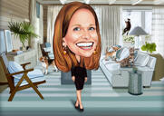 Business Woman Caricature with Custom Background