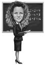 Black and White Math Teacher Cartoon