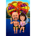 Parachute huwelijksjubileum karikatuur