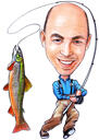 Caricatura di grandi pesci per un regalo personalizzato da pescatore
