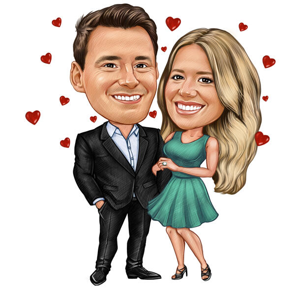 Caricature de couple pour la Saint-Valentin, style crayon
