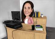 Profit Financial Staff Solutions Provider Naisvalmentaja Räätälöity värityylinen karikatyyri