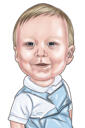 Portrait de caricature de bébé enfant crumb dessiné à la main à partir de la photo dans le style de couleur
