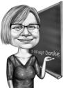 Caricatura della nonna in stile bianco e nero