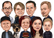Anpassad gruppkarikatyr med hund