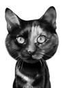Kissan muotokuva valokuvista mustavalkoisena