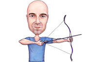 Archery Caricature in Color Style Hand-Drawn from Photo