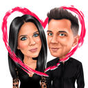 Valentines Day Couple Caricature in Heart