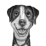 Caricatura de Rottweiler en estilo blanco y negro