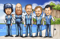 Groomsmen che disegnano con hobby personali