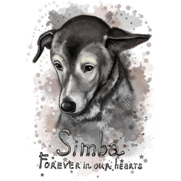 Para sempre em nossos corações - Retrato de cão memorial em aquarelas naturais