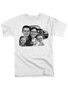 T-shirt Printed Group Caricature in Black and White Style