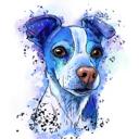 Ritratto di cane ad acquerello bluastro