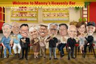 Groupe dans une caricature colorée