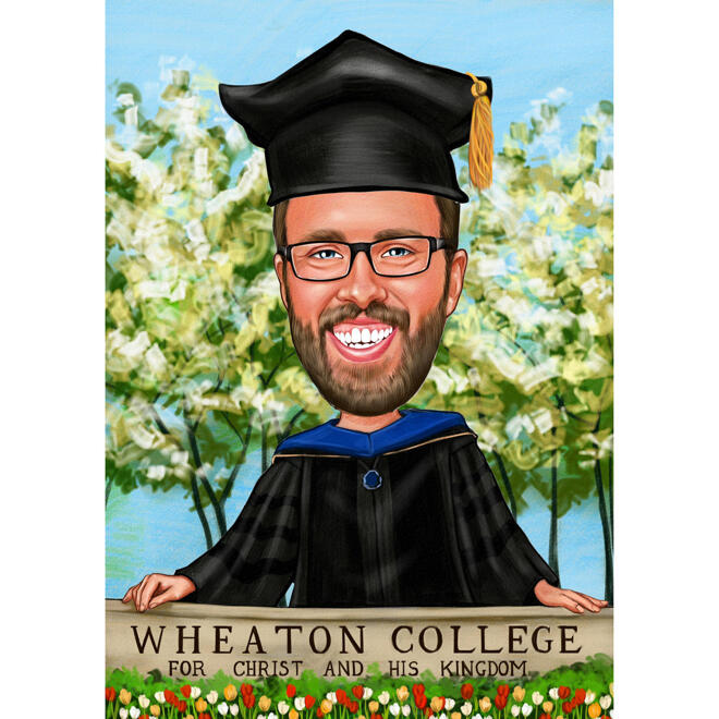 Graduation Caricature from Photos: Colored with Background