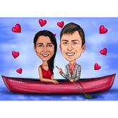 Romantic Couple on Boat Drawing
