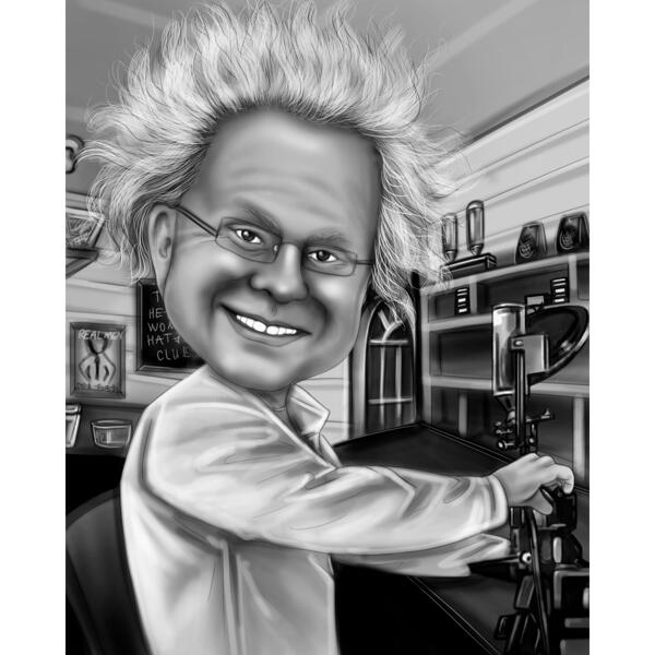 Person Caricature Drawing as Albert Einstein from Photos for Custom Physicist Gift