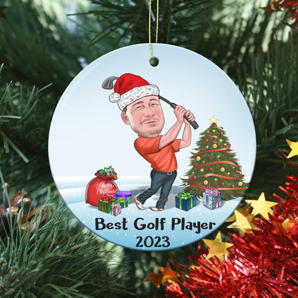 Ornament de Crăciun de golf cu caricatură personalizată