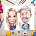 Poster Caricature Gift for Couple in Colored Style from Photo