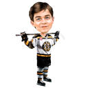 Hockey Cartoon Portrait on White Background
