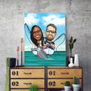 Caricature de deux personnes amoureuses à partir de photos comme cadeau personnalisé sur une affiche