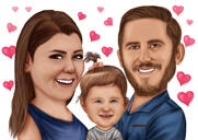 Couple with Child Love Caricature