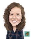 Curly Hair Woman Caricature in Color Style from Photos