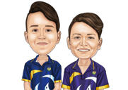 Caricatura deportiva personalizada de dos personas