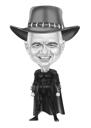 Caricatură de supererou alb-negru