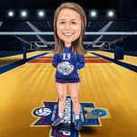 Volleyball Player Cartoon Holding Ball