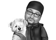 Owner with Bichon Caricature Portrait