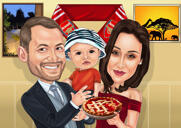عيد شكر سعيد - هدية بطاقة كاريكاتير عائلية مخصصة من الصور
