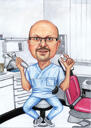 Portrait de dessin animé de caricature de démarrage de dentiste complet personnalisé dans un style coloré